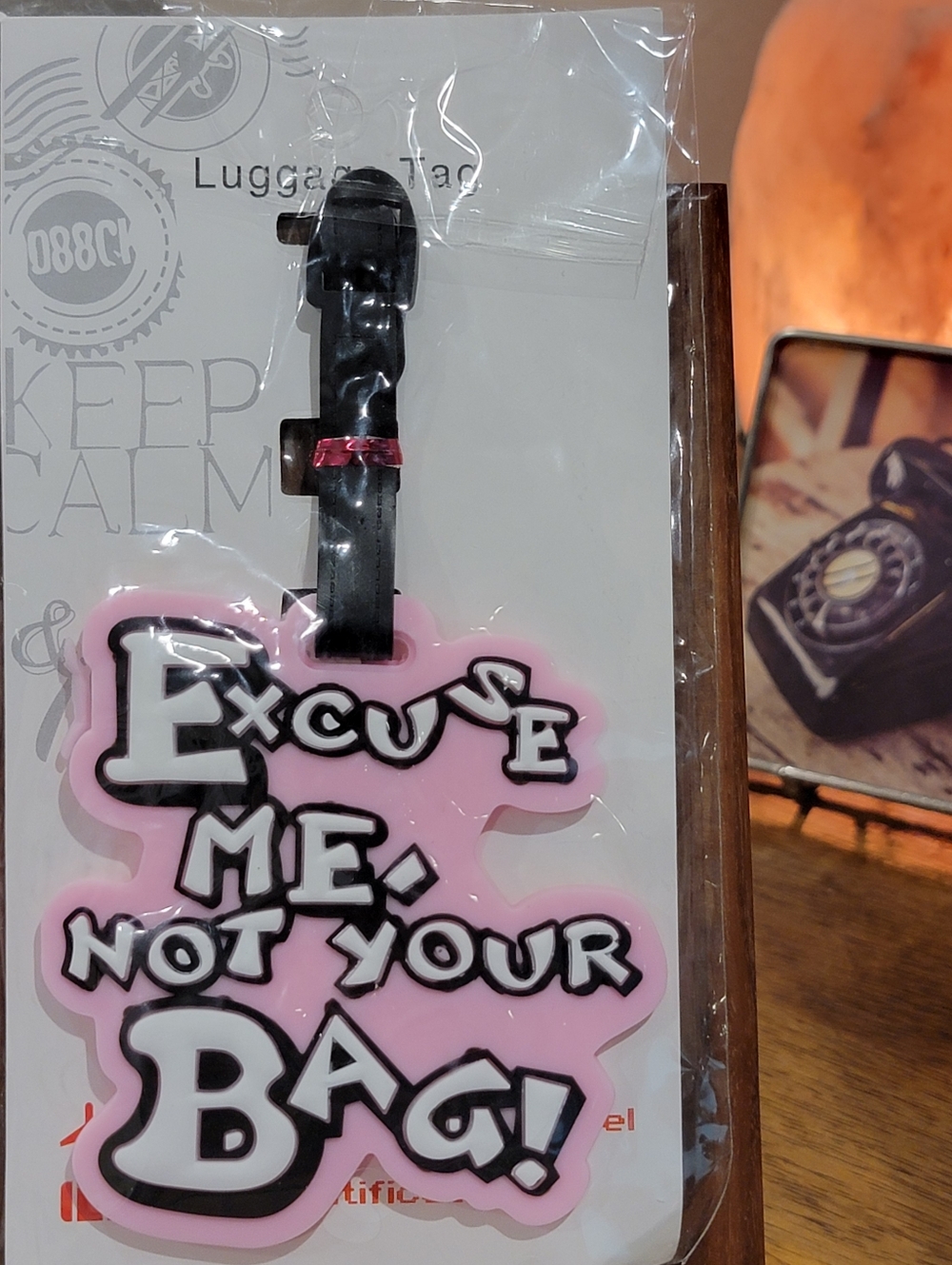Luggage Tag "Excuse Me Not Your Bag!" Pink & White - Picture 5 of 6